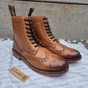 Derby (Good Year Welted) Tan Leather Premium Quality All Leather Brogue Lace Boot Adults sizes 7 to 11